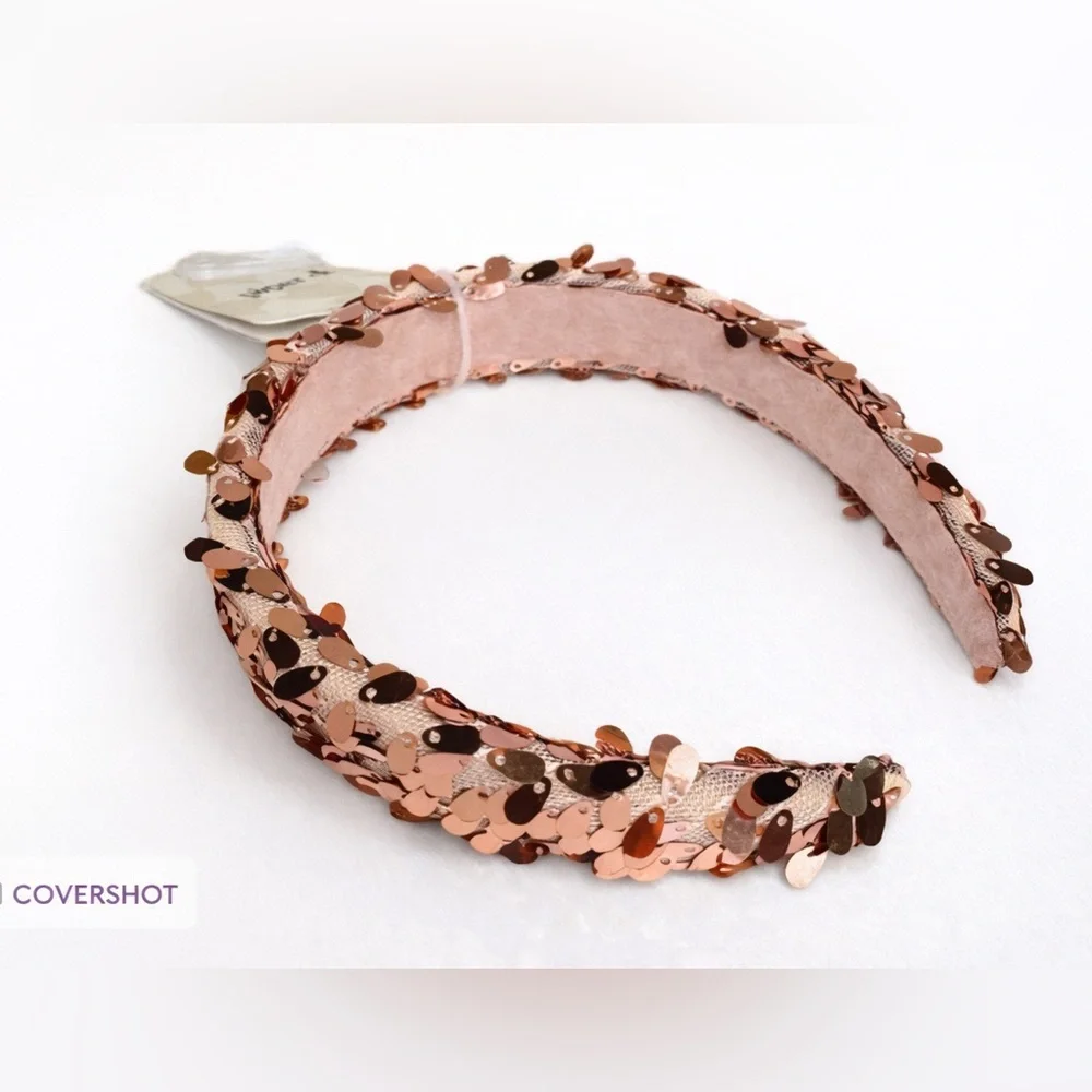 Piper K Rose Gold Sequin Headband NWT Glam Sparkle Bling Hair Accessory